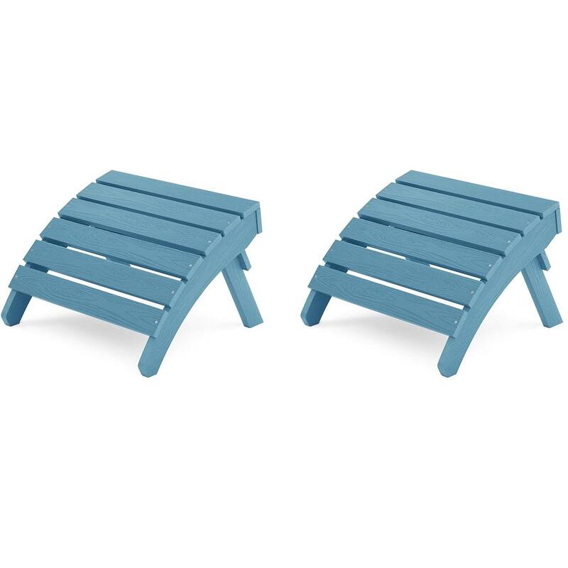 WINSOON All Weather HIPS Outdoor Folding Ottoman Adirondack Chair Footrest Set Of 2 - Baby Blue
