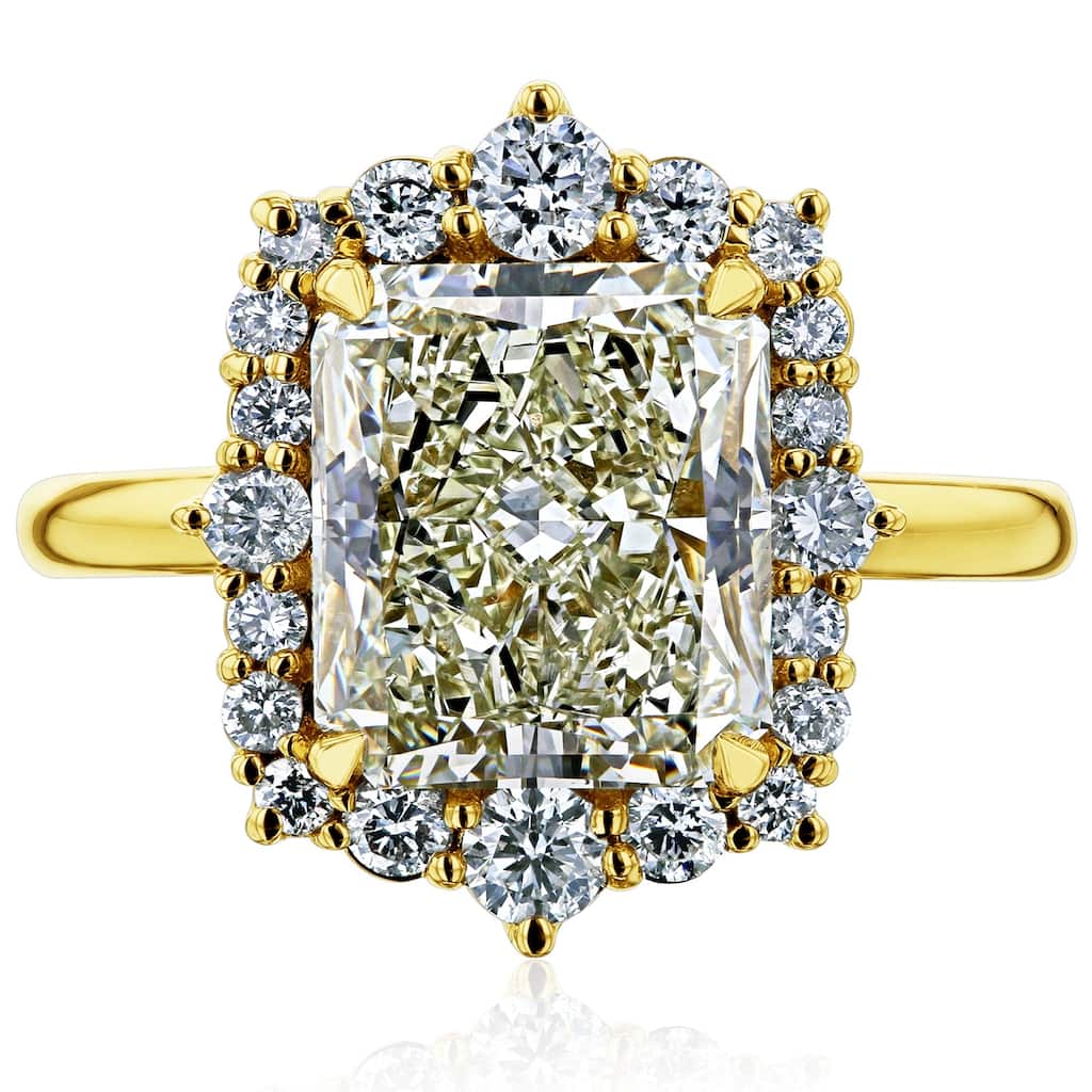 Kobelli August Collection 4.73 Carats Natural Diamond EGL Certified 14k Solid Yellow Gold Rococo Halo Rocaille Ring (K/SI1)