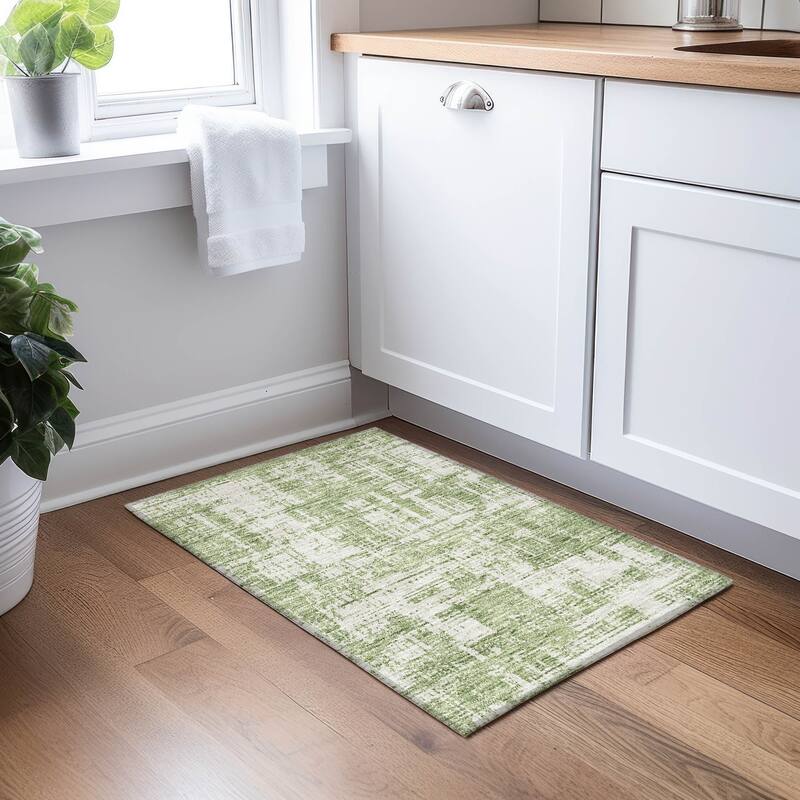 Machine Washable Indoor/ Outdoor Chantille Abstract Solid Rug