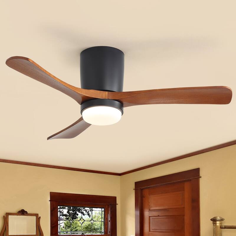 Sofucor 48/52 Inch Solid Wood Ceiling Fan with Light Optional, 6-Speed Reversible DC Motor and Remote control,Smart Optional
