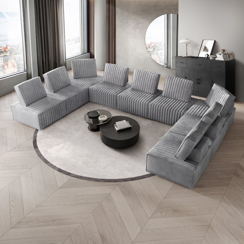 CraftPorch 9-Pieces Contemporary Clean-Line Linen Upholstered