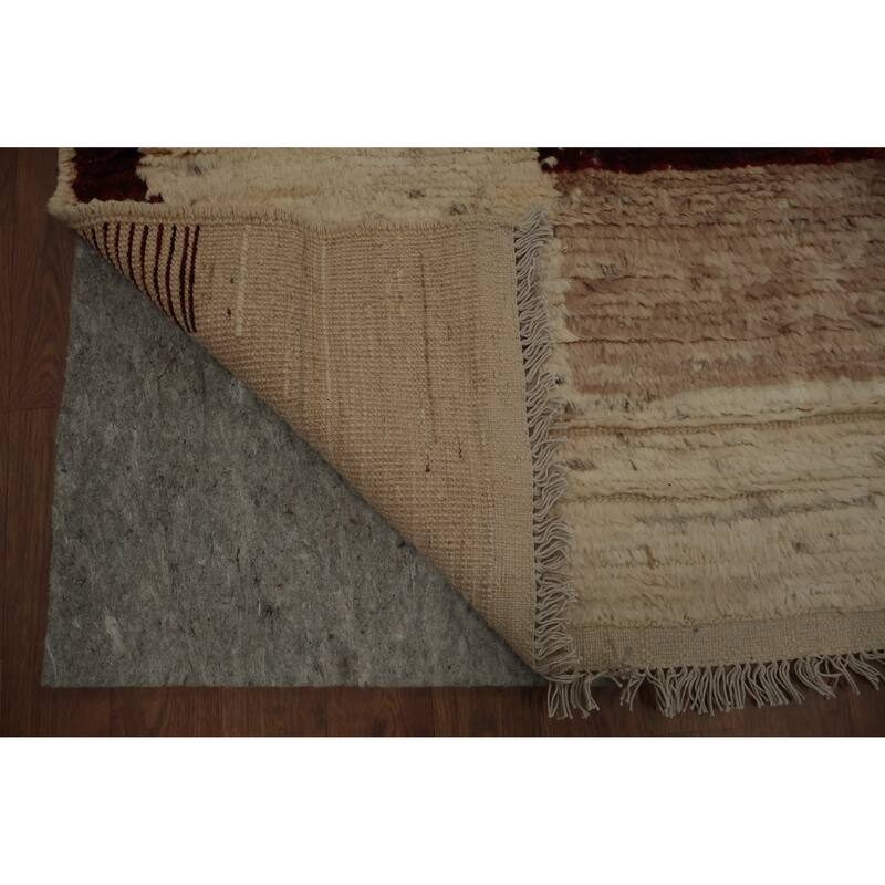 Hand Knotted Oriental 100% Wool Carpet Modern Tribal Beige & Ivories Moroccan Area Rug - 10' 1'' X 8' 1''
