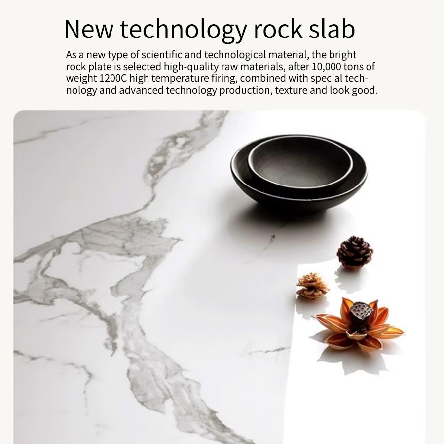 Modern Round Coffee table, Stone Table-top, Natural Wood - 50" x 31.5"