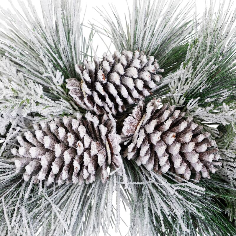 Snowy Long Needle Pine and Pinecone Artificial Christmas Wreath - 26" - Unlit