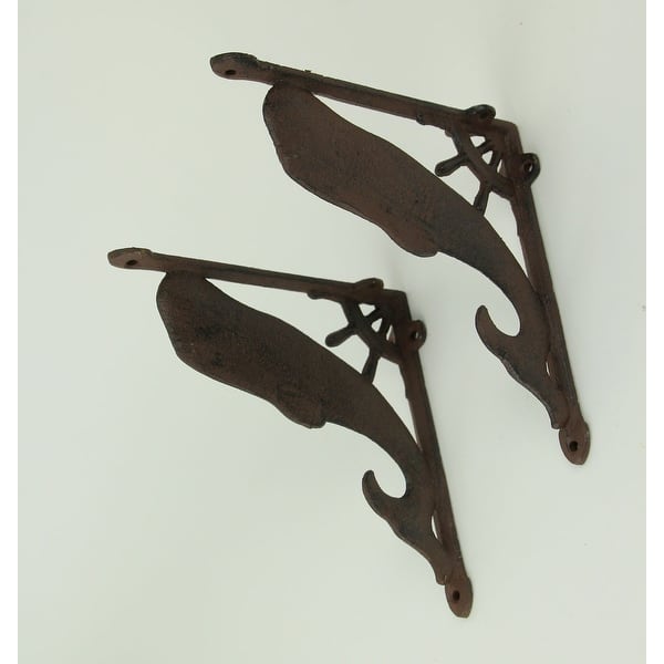 Shop Rustic Brown Coastal Whale Wall Shelf Brackets Set Of 2 On Sale Overstock 29043965