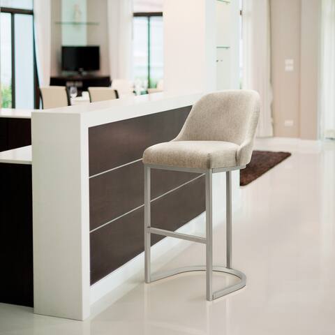 Leick Home 10133PW/OL Barrelback Bar Stool with Metal Base Set of 2