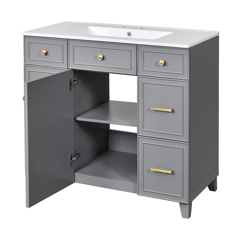 GDFStudio - Zyra Wood 36" Bathroom Vanity
