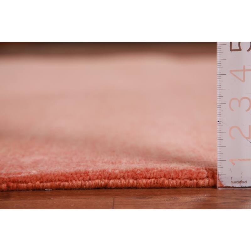 Hand Knotted Oriental 100% Wool Carpet Modern Solid Coral Gabbeh Area Rug - 9' 1'' X 6' 3''