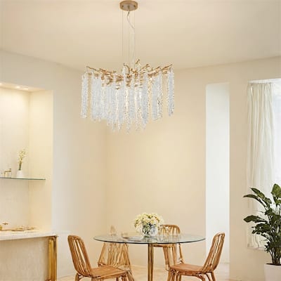 24" Pendant Light with Cascading Crystal Strands (Bulb Not Included)