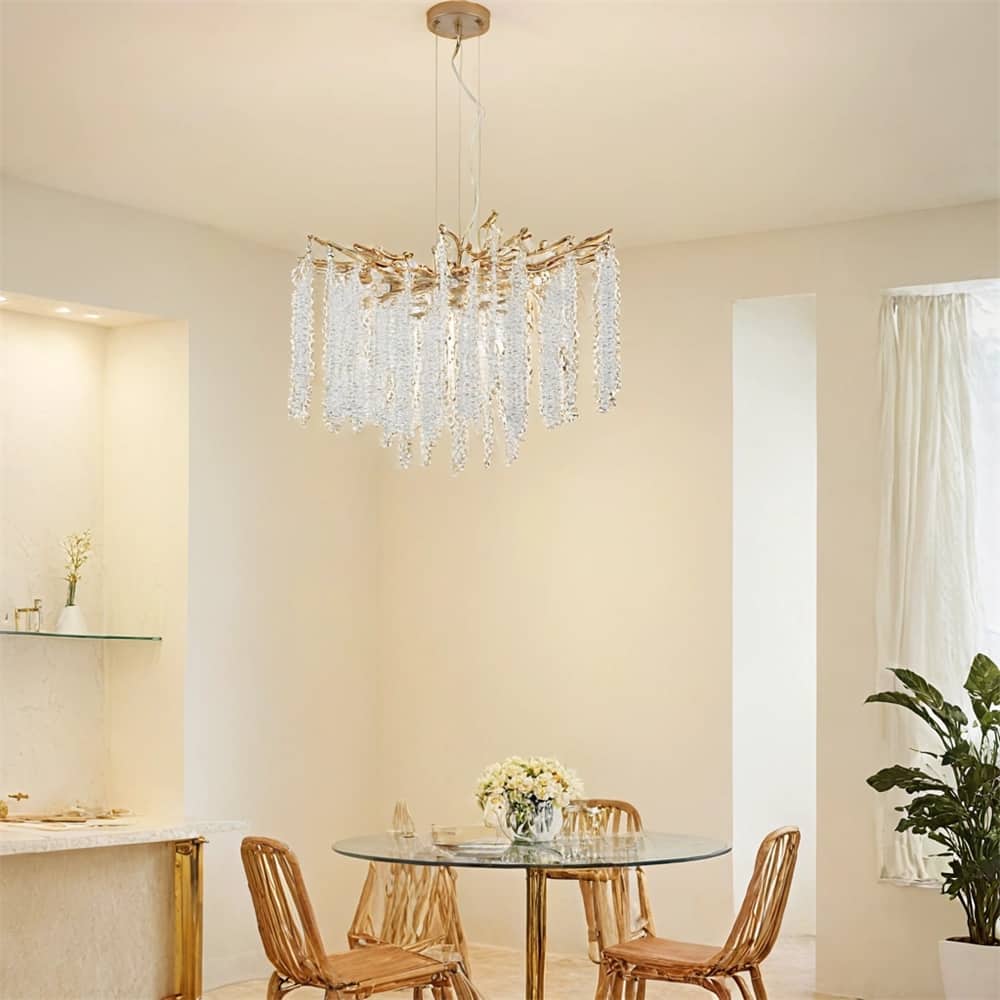 24" Pendant Light with Cascading Crystal Strands (Bulb Not Included)