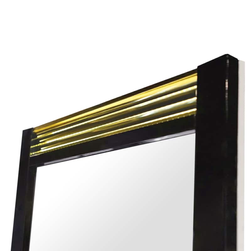Furniture of America Saven Modern 2-Piece Black Solid Wood 6-Drawer Dresser and Mirror Set with LED Light