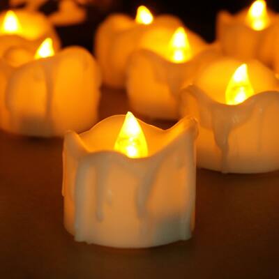 Amber Yellow Flickering Flameless Candles