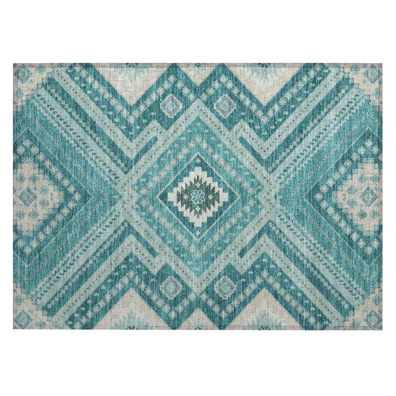 Machine Washable Indoor/ Outdoor Global Boho Chantille Rug