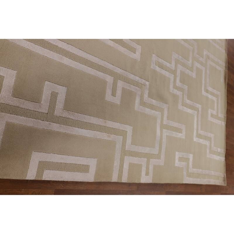 Geometric Modern Large Area Rug Hand-Knotted Wool Carpet - 10'0" x 13'7"