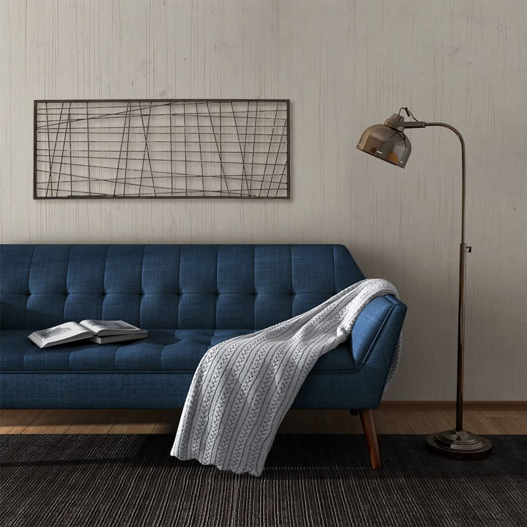 Roomfitters Distressed Black Metal Wall Decor, 35-Inch Modern Industrial Vertical or Horizontal Woven Wire Art for Living Room