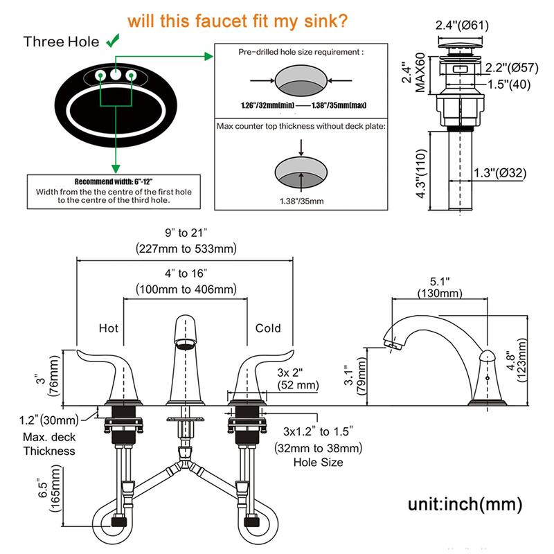 WOWOW Elegant Dual-Handle Bathroom Sink Faucet