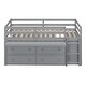 preview thumbnail 27 of 144, Twin/Full Size Low Loft Bed with Retractable Writing Desk and 4 Drawers, Wooden Loft Bedframe w/ Lateral Portable Desk & Shelves
