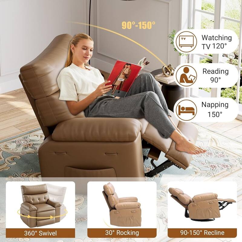 360 Swivel Rocking Chair Massage Recliner Sofa Chair for Living Room, Nursery