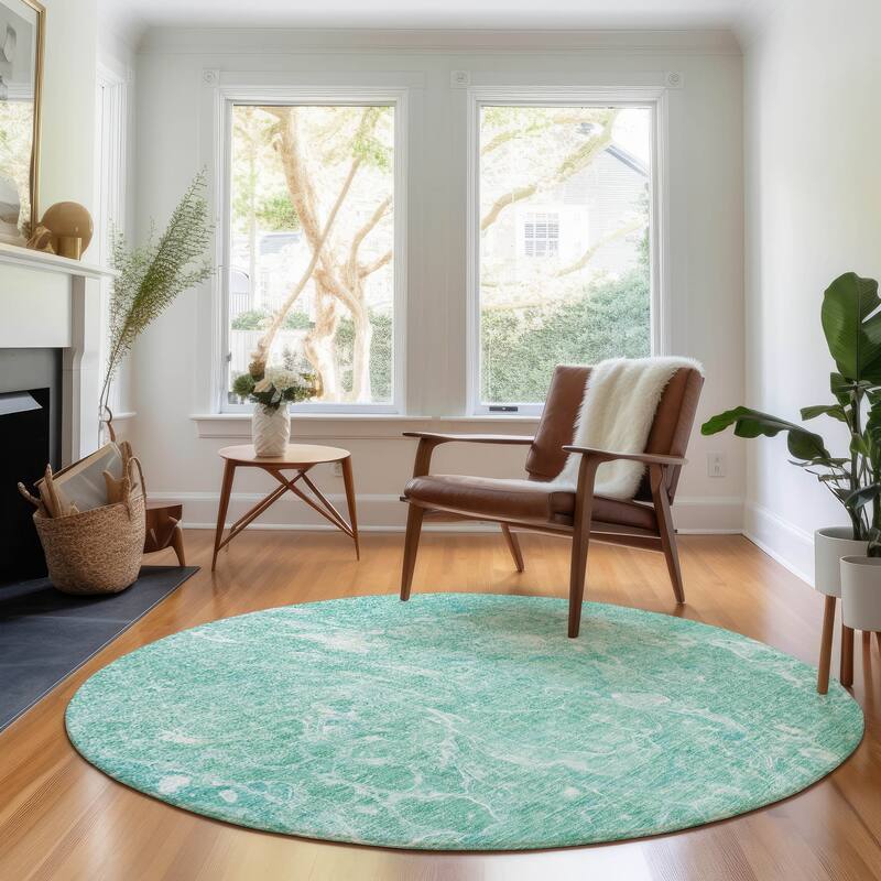 Premium Washable Super Soft Abstract Motion Mayfield Rug - Teal - 8' x 8' - Round