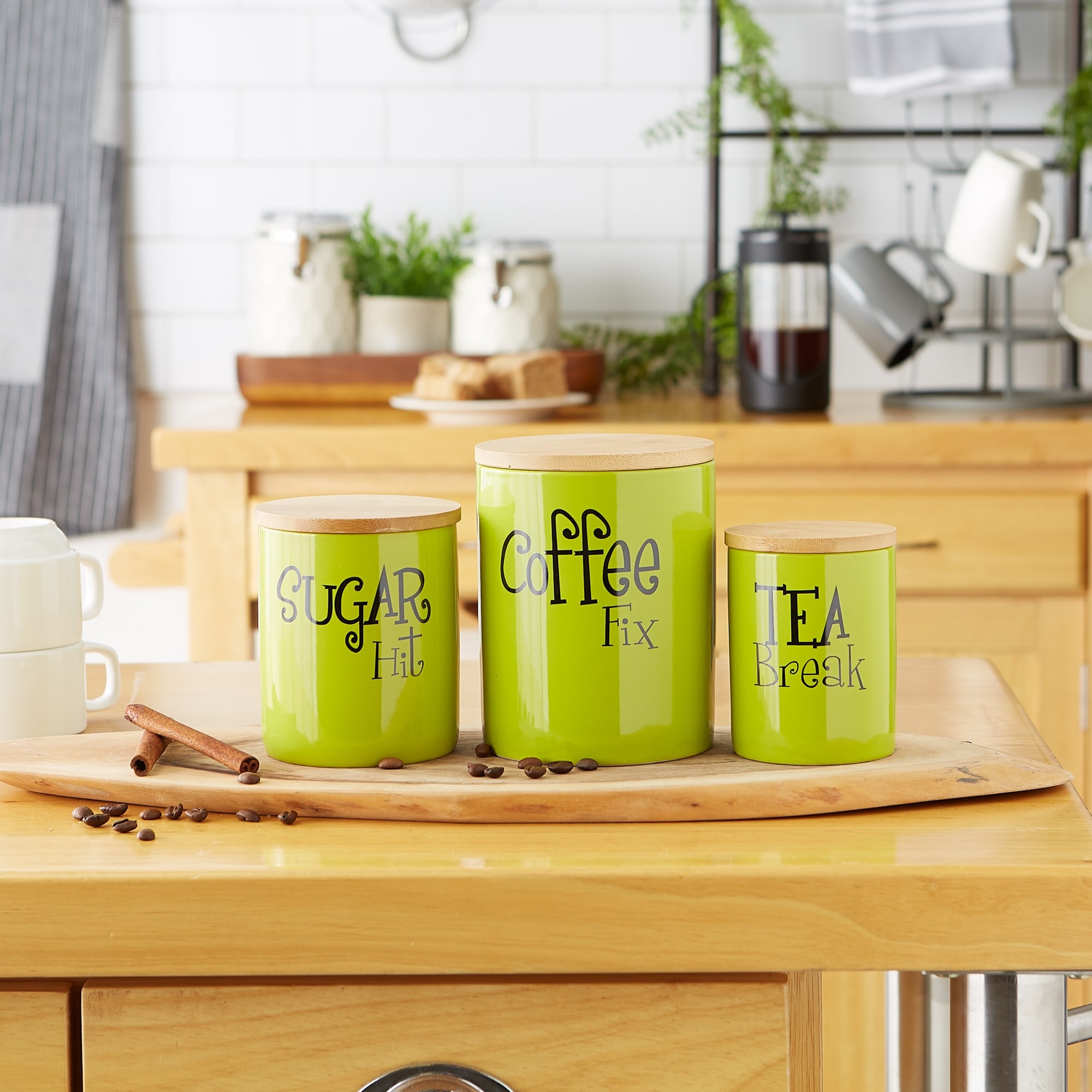 Red tea coffee sugar canisters argos top