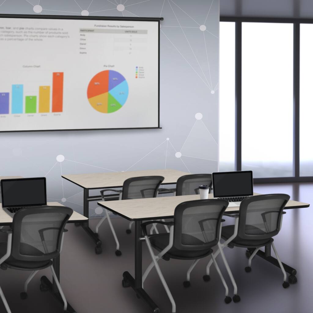 48" x 24" Flip Top Mobile Training Table- Maple and 2 Nesting Chairs