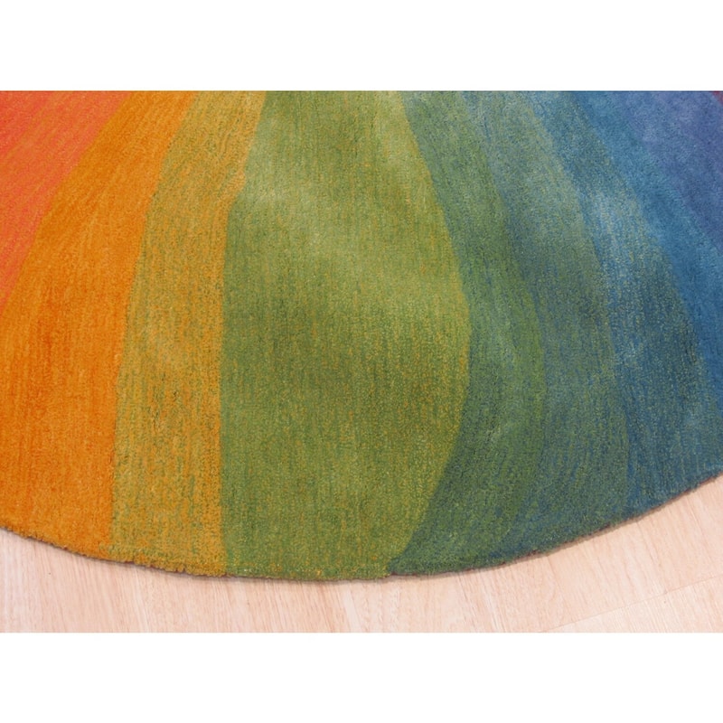 Lollipop Hand-Tufted Wool Contemporary Desertland Rug, 9'9 Round, Soft Vibrant Design - L
