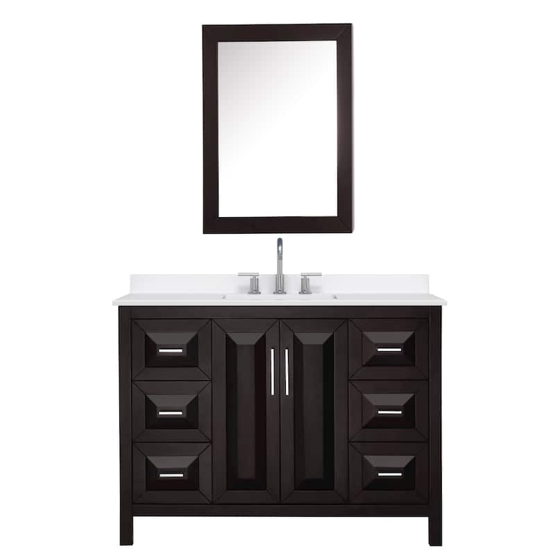 Daria 48-inch Single Vanity, 3 Hole Quartz Top, Med Cabinet
