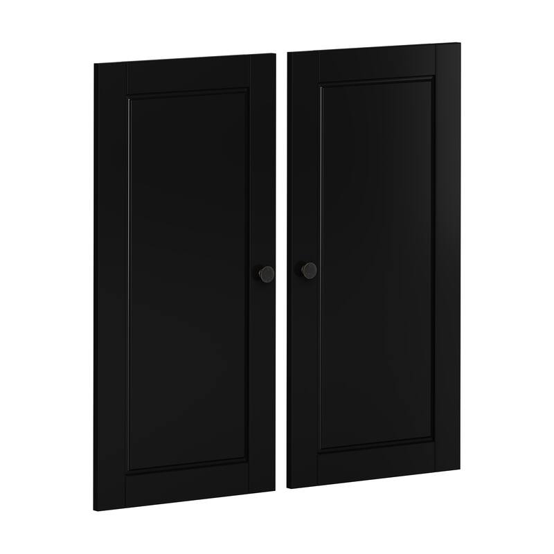 Palace Imports 100% Solid Wood Modular Kitchen Pantry Double Door Kit - Set of 2 - Black