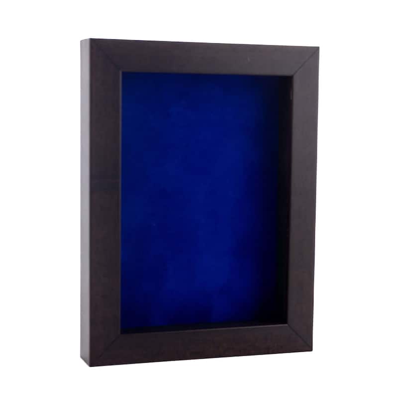 16x24 Shadow Box Frame Brown Walnut Wood | With a 3/4" Usable Display Depth | Includes a Royal Blue Real Suede Texture Acid-Free - Holds 16x24 Photo