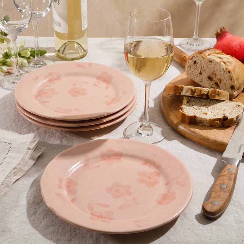 Bloomhouse Hand Painted 8.6 Inch Salad Plates Set of 4 Porto Petals Floral Dessert Plates