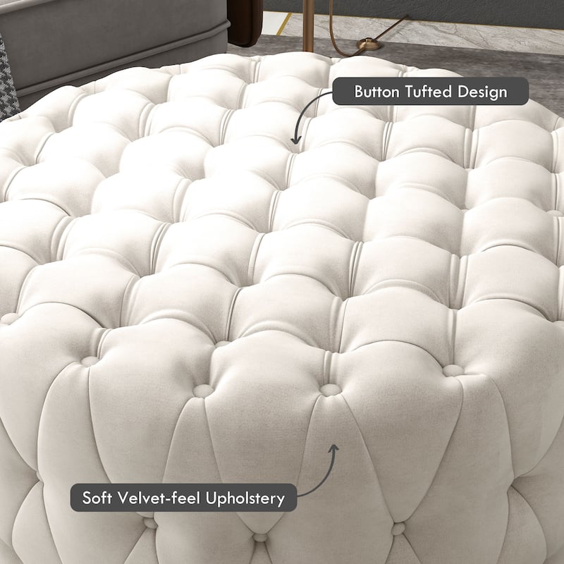 Velvet Foam Padding Ottoman Bench with Button Tufted Design Ideal use as Coffee Table or Shoe Stool