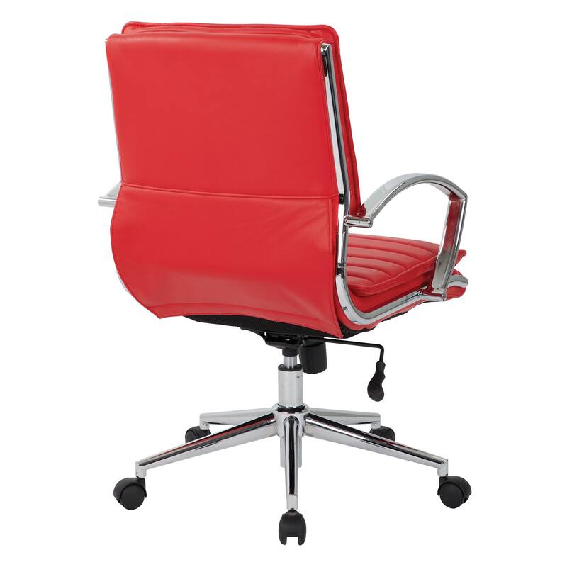 Faux Leather Chair/ Chrome Base Mid-back Professional Managers Chair w/ Removable Sleeves