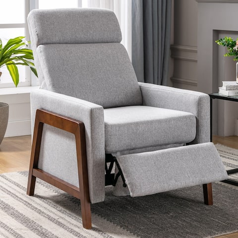 PU Leather Wood-Framed Recliner Chair, Modern Club Chair Home Theater Seating with Thick Seat Cushion & Adjustable Backrest