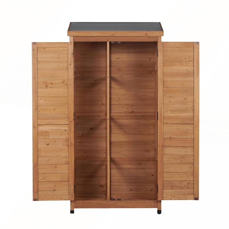 Outdoor Wooden Storage Shed with Metal Top