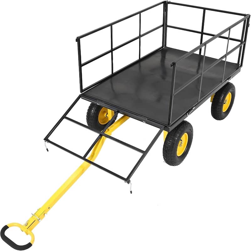 1500-lb Capacity Steel Mesh Garden Cart with Removable Sides and Wheels Black