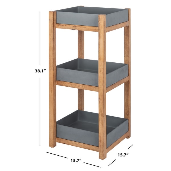 SAFAVIEH Outdoor Artria 3-Tier Storage Shelf - 15.7" W x 15.7" L x 38.1" H - 15.7" W x 15.7" L x 38.1" H