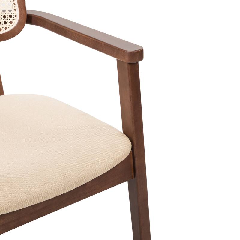 Christopher Knight Home - Sorin Modern Rattan and Upholstered Indoor Dining Chair with Armrest - Set of 2