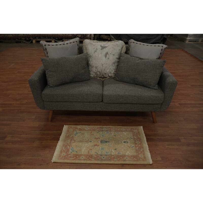 Hand Knotted Oriental 100% Wool Carpet Traditional All-Over Brown Ziegler Area Rug - 3' 1'' X 1' 10''