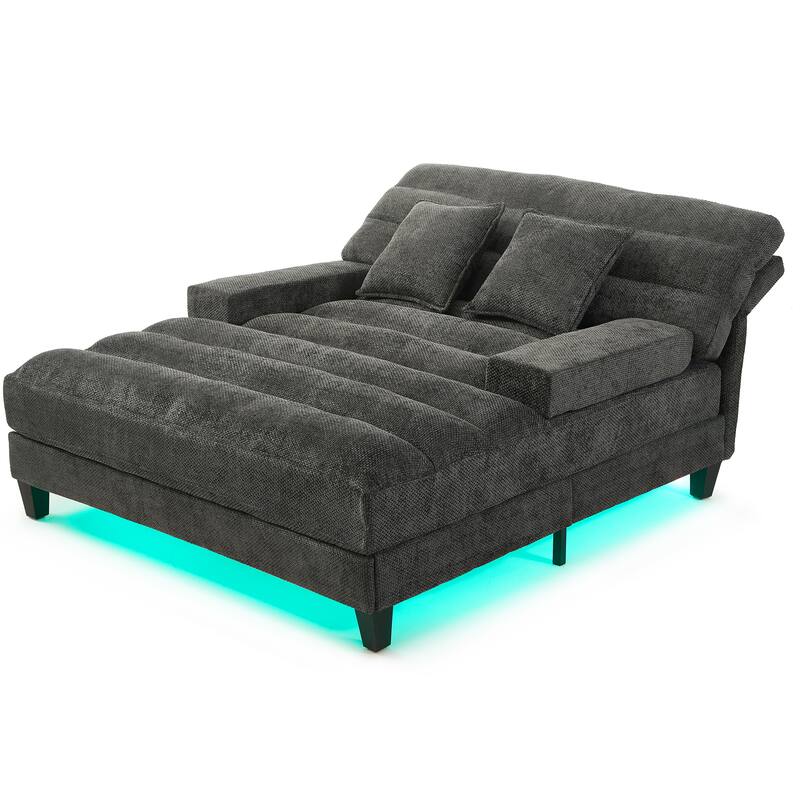Modern Chaise Lounge Sofa 57.1" Sofa Bed Chenille Upholstered Lounge Sofa Chair