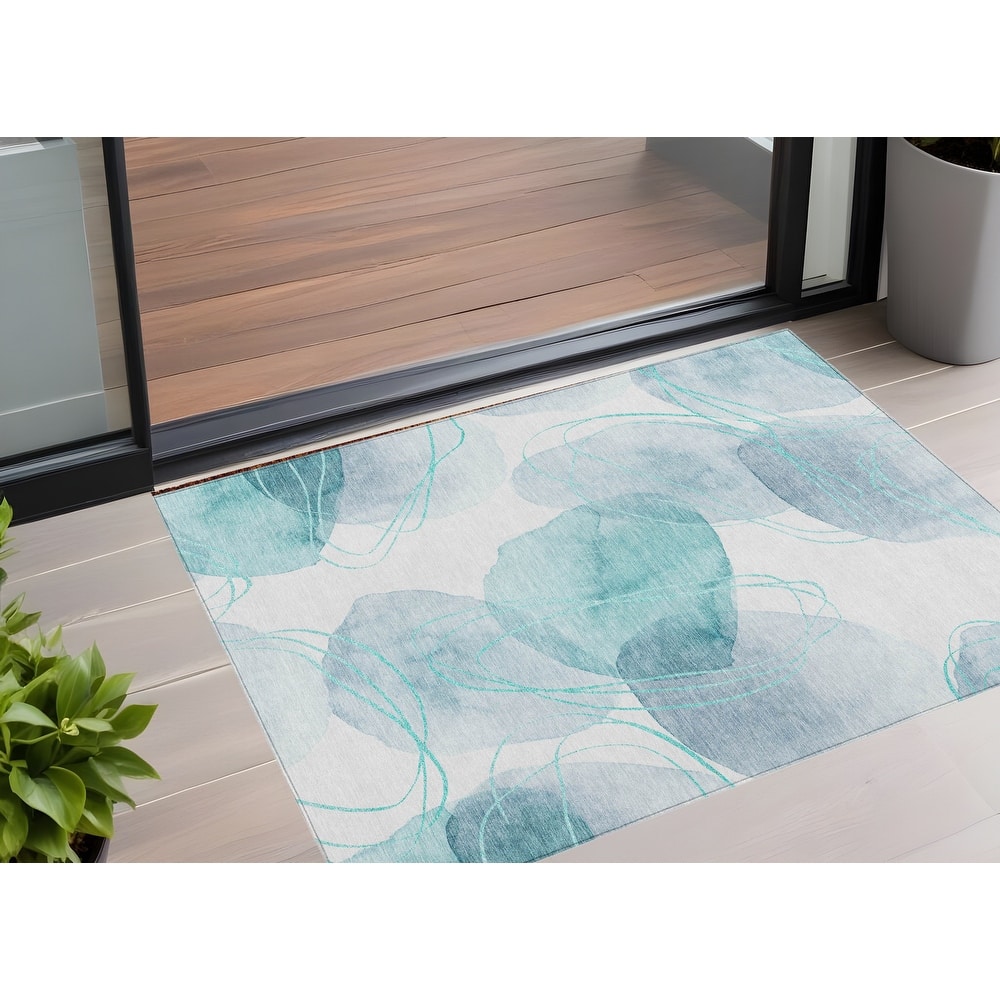 Fara Modern Art-Inspired Weather Resistant Sleek Contemporary Outdoor Rug