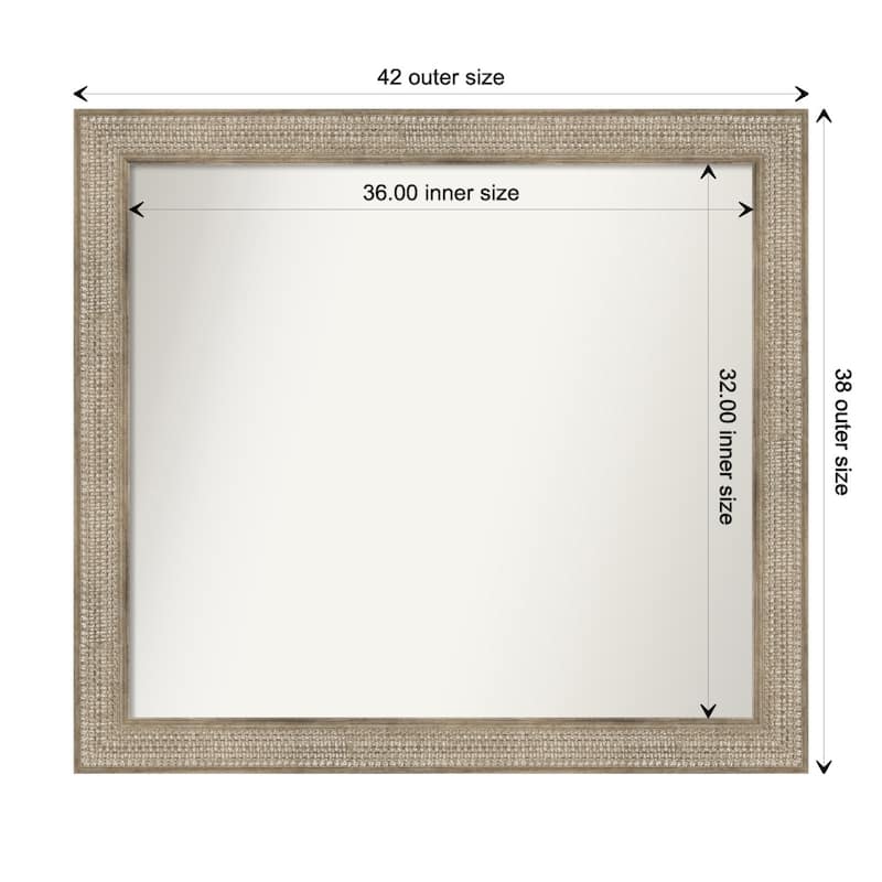 Trellis Silver Framed Non-Beveled Custom Wall Mirror, Bathroom Vanity Mirror - Outer Size: 42 x 38
