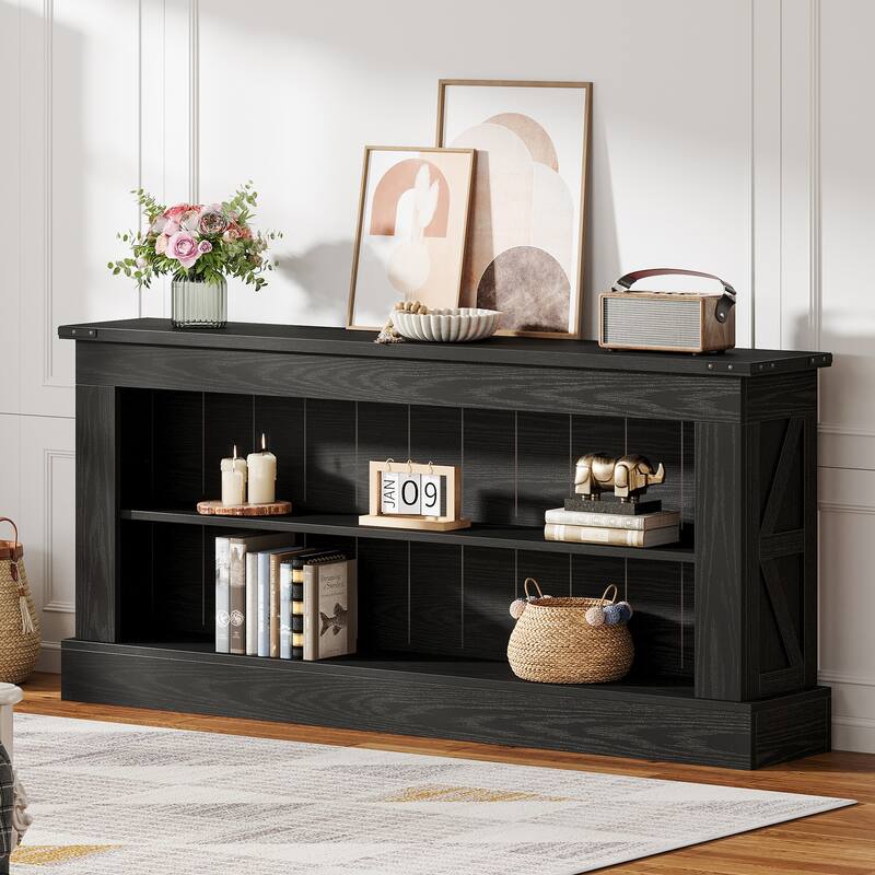 Mid Century Modern TV Stand with 3 Tiers Storage Shelves, Fits TVs Up to 75 Inches, Living Room Entertainment Center