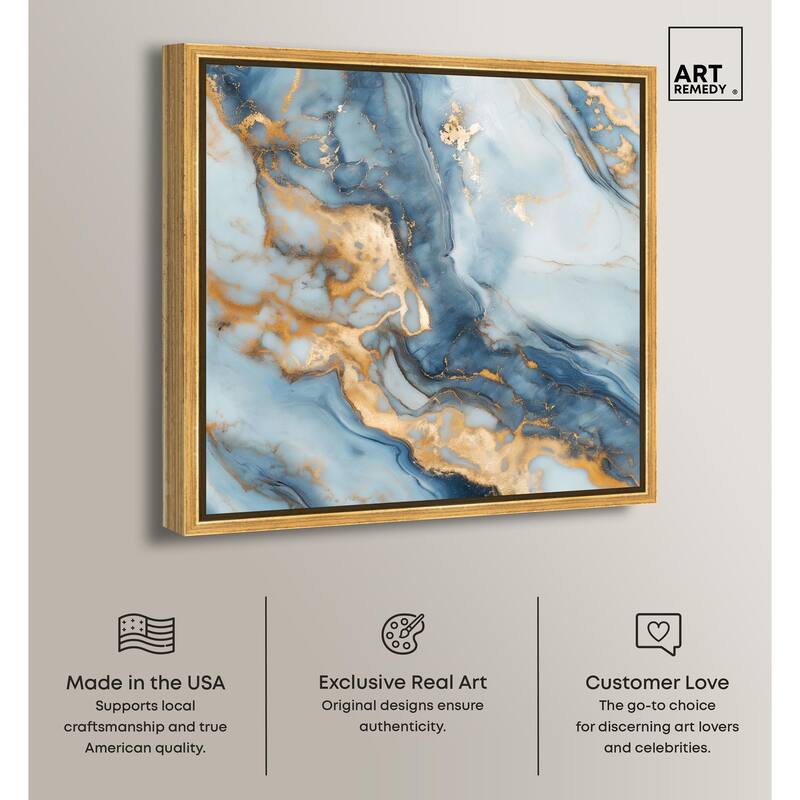 Golden Cloud Marble Canvas by Art Remedy