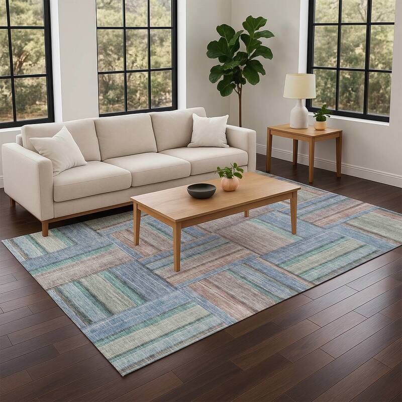 Machine Washable Indoor/ Outdoor Modern Weave Chantille Rug