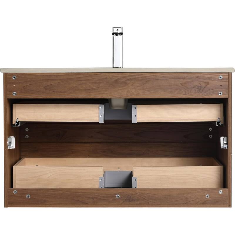 Blossom Wall Mounted Floating Bathroom Vanity with Double Acrylic Sink