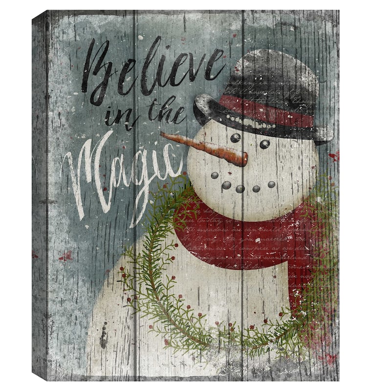 Snowman Believe, Cardinal, Merry & Bright, Sleigh Bells by Beth Albert Canvas Art Prints