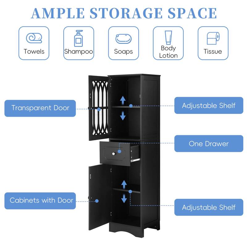 Freestanding Storage Cabinet with Drawer and Doors