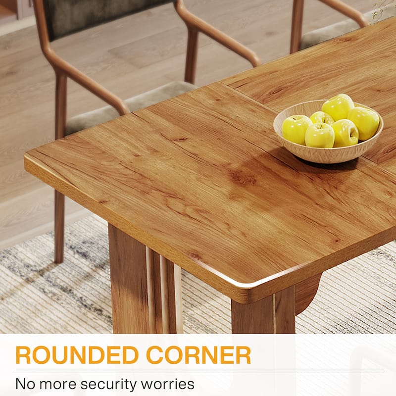 70.89" Rectangle Dining Table for 6-8 People, Modern Simple Wood Kitchen Table