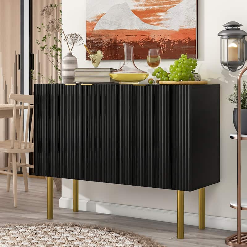Elegant Sideboard Buffet Cabinet with Gold Legs & Adjustable Shelves for Modern Living or Dining Rooms