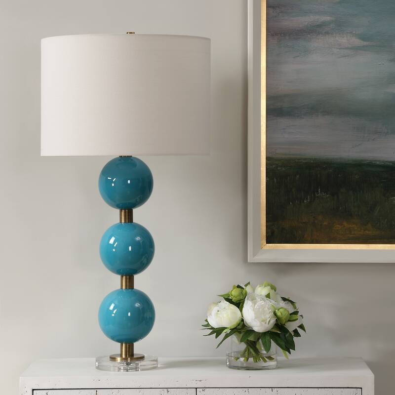 Uttermost Palawan Blue Glaze Table Lamp - 31.25" H X 17" W X 17" D